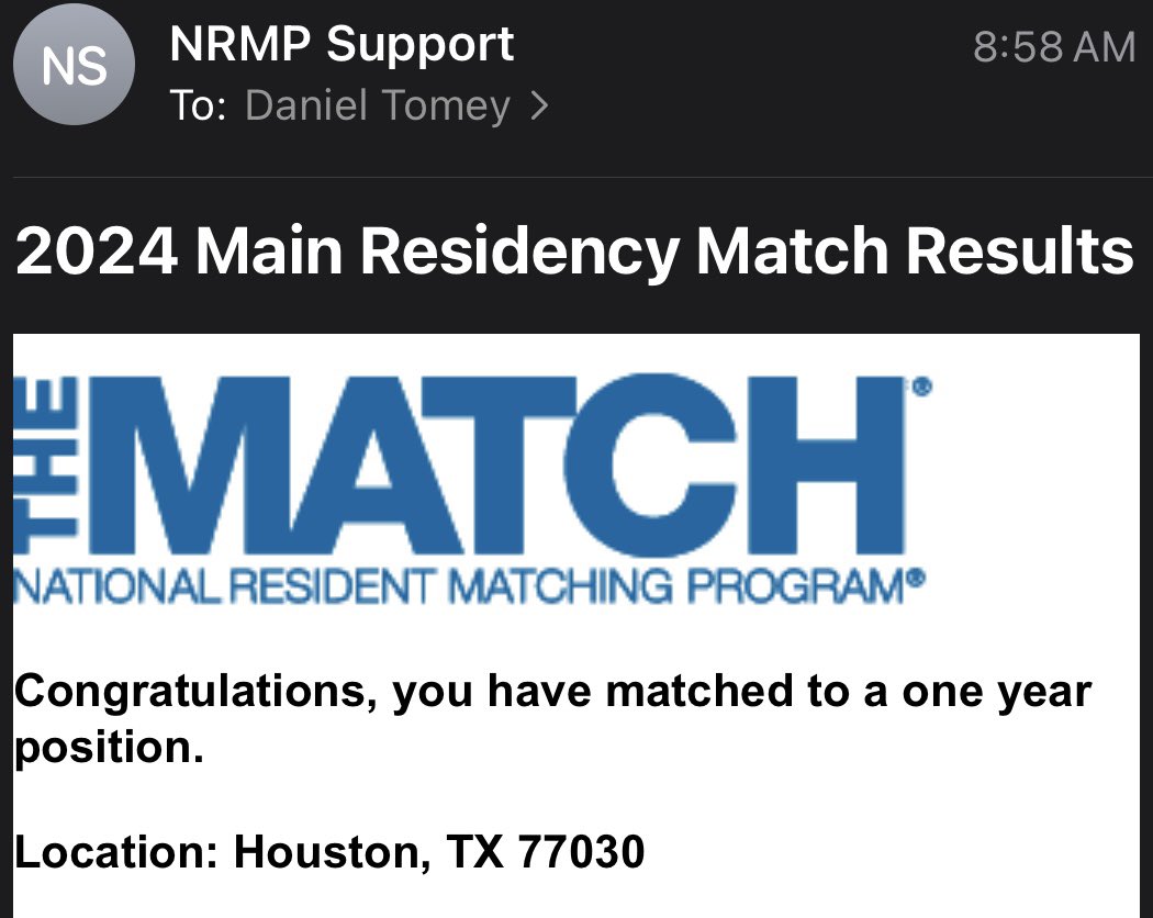 Thankful for this, and for all the people who helped me along this path. I was never alone. We did it!

IM STAYING AT METHODIST!🙌🏽
#Match2024 #GeneralSurgery