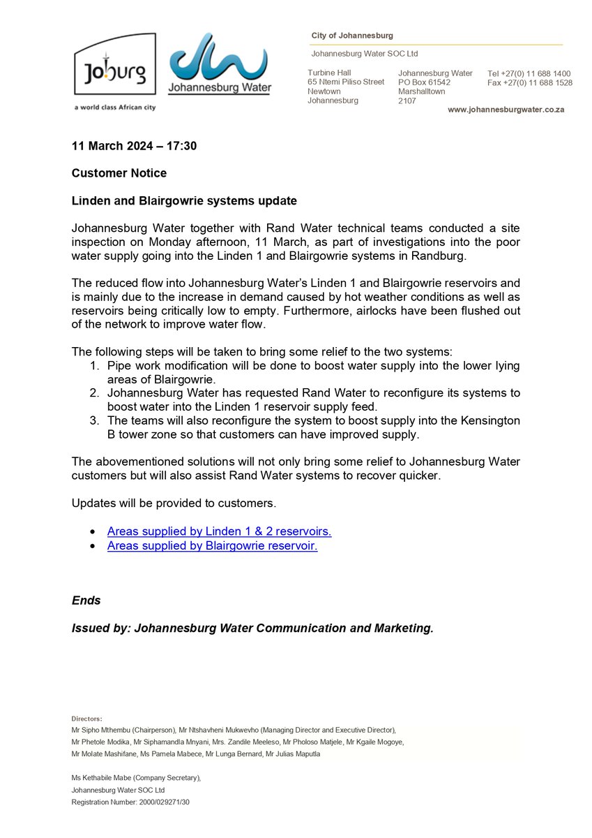 Johannesburg Water tweet media