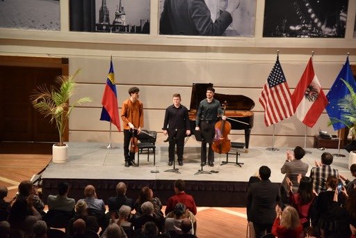 We are grateful to our friends from @AustriainUSA @ACFWashington for hosting a marvelous concert feat. the Alvier-Trio from the Intl Academy of Music in #Liechtenstein - an outstanding full house performance. Many thanks to the #RyujiUenoFoundation for supporting the artists!