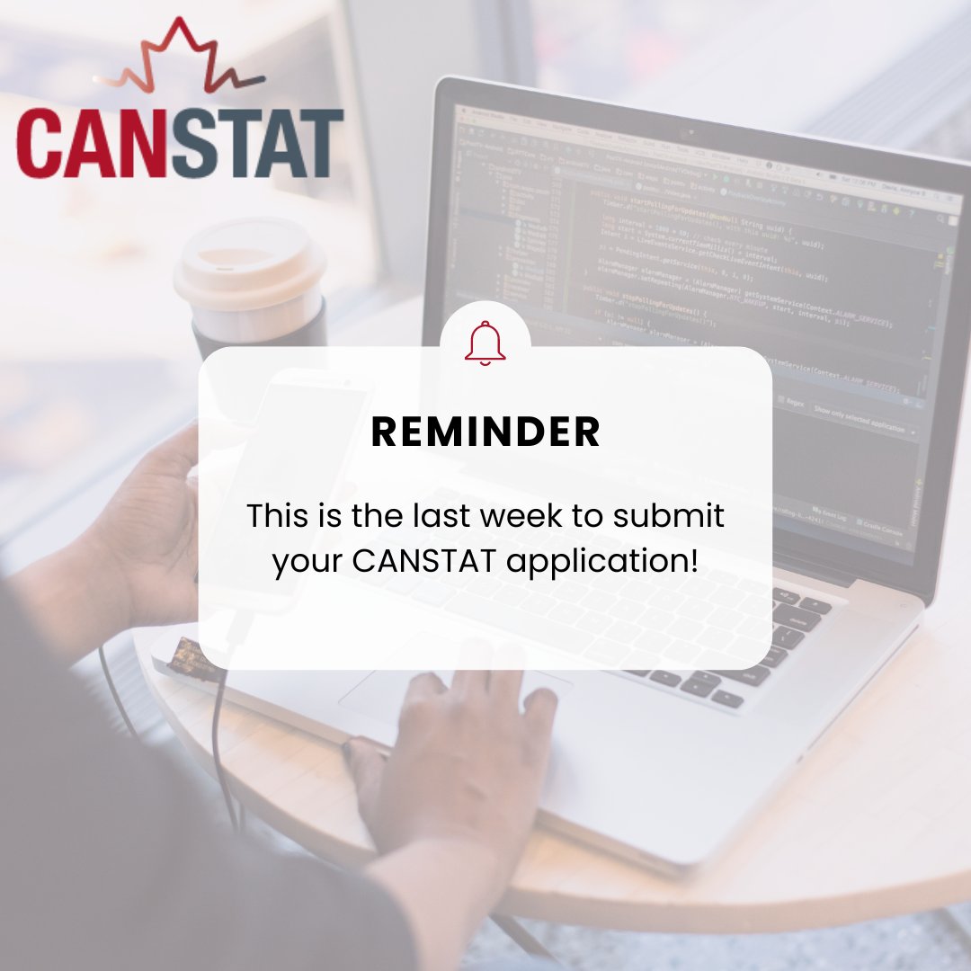 It’s the last week to apply to be a CANSTAT fellow! Submit your application by this Friday, March 15: can-stat.ca/admissions-and… #ClinicalTrials #Biostatistics #StatisticalMethods #Biostatisticians #ResearchStatistics #ClinicalDataAnalysis #StatsTraining #DataAnalysisTraining