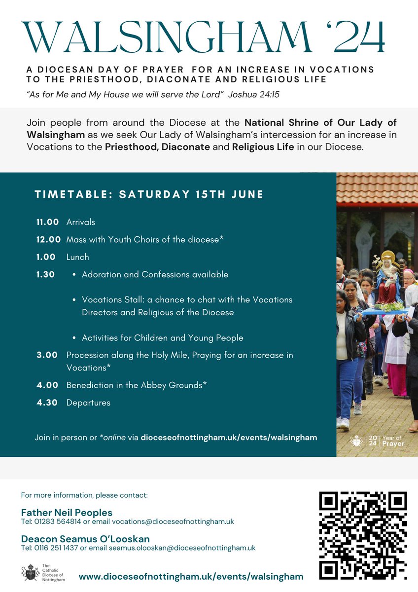 NottsDiocese's tweet image. Details have been announced for the 2024 Diocesan Pilgrimage to the National Shrine of Our Lady of Walsingham!

See dioceseofnottingham.uk/events/walsing… for further details

@WalsinghamEN
