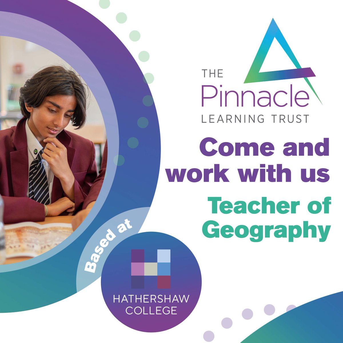 Come and work with us - Teacher of Geography at @HathershawC : bit.ly/3Vv0txN Closing date for applications is Thursday 21st March, 10am.