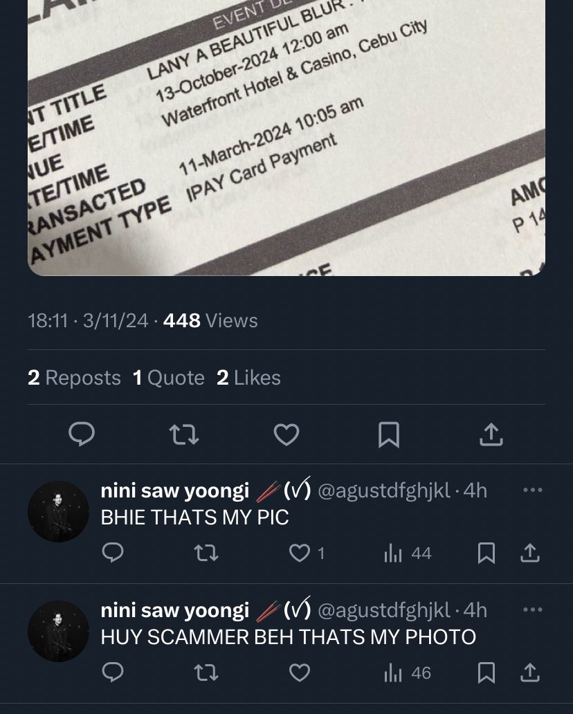 Dearges1's tweet photo. @_lejeond @ikonmanila24 this isn’t even hers ( assuming na babae sya as she claims po ) https://t.co/o59XpUrw92