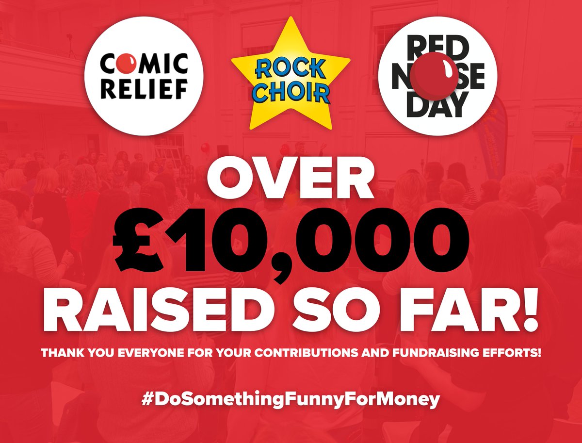 ⭐🔴 Rock Choir's efforts for @comicrelief🔴⭐ We are thrilled to announce... THAT WE HAVE RAISED OVER £10,000 SO FAR! Thank you to everyone for your donations and the incredible fundraising efforts! Donate here 👉 justgiving.com/page/rock-choi… #DoSomethingFunnyForMoney #ComicRelief