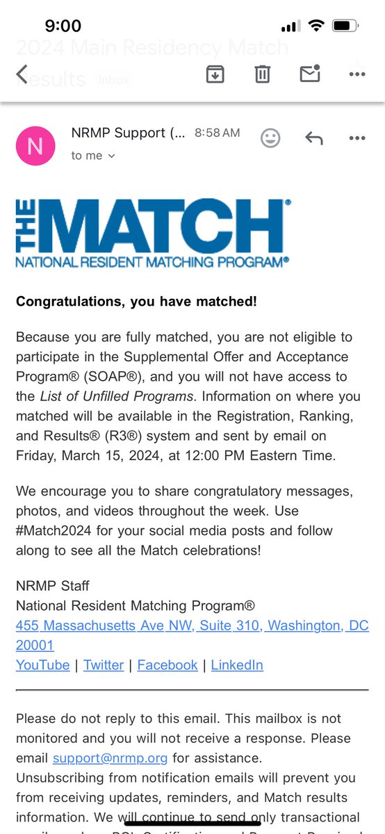 The best day of my life! #Match2024 congrats to all who matched 🎉🎉 and support for all who didn’t. If you need guidance and help during the SOAP please send me a direct message 💕🫶🏻