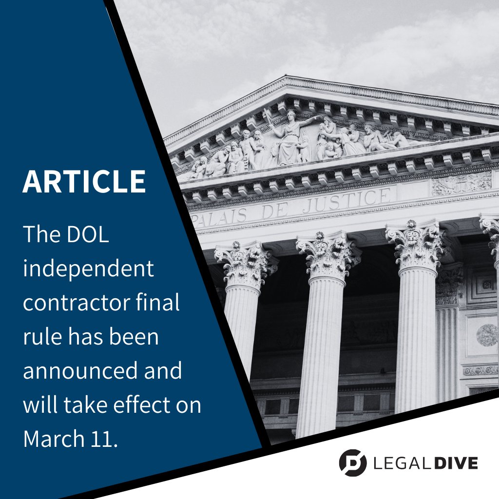 The Department of Labor’s final rule on analyzing six factors in determining whether a person is an independent contractor or an employee. Here’s what your business needs to know:
bit.ly/48e3Mfq #employment #corporatelaw #growthcompanies