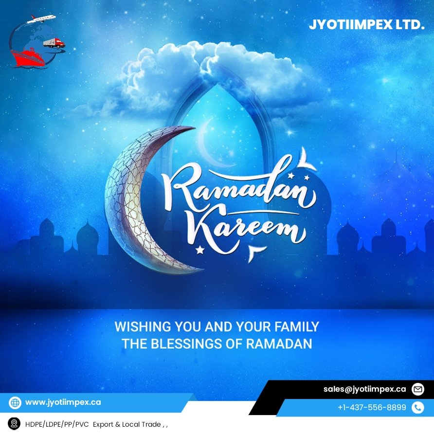 Ramadan Kareem Mubarak #ramadankareem #RamadanMubarak #jyotiimpexltd #HDPE #india #canada #polypropylene #flimgrade #export #vancouver #granules #pprolls #bluedrum #scrap #plasticwaste #plastic #milkbottle #regrind #flakes #usa #mundra #LDPE #recycling #UBCcans #aluminum