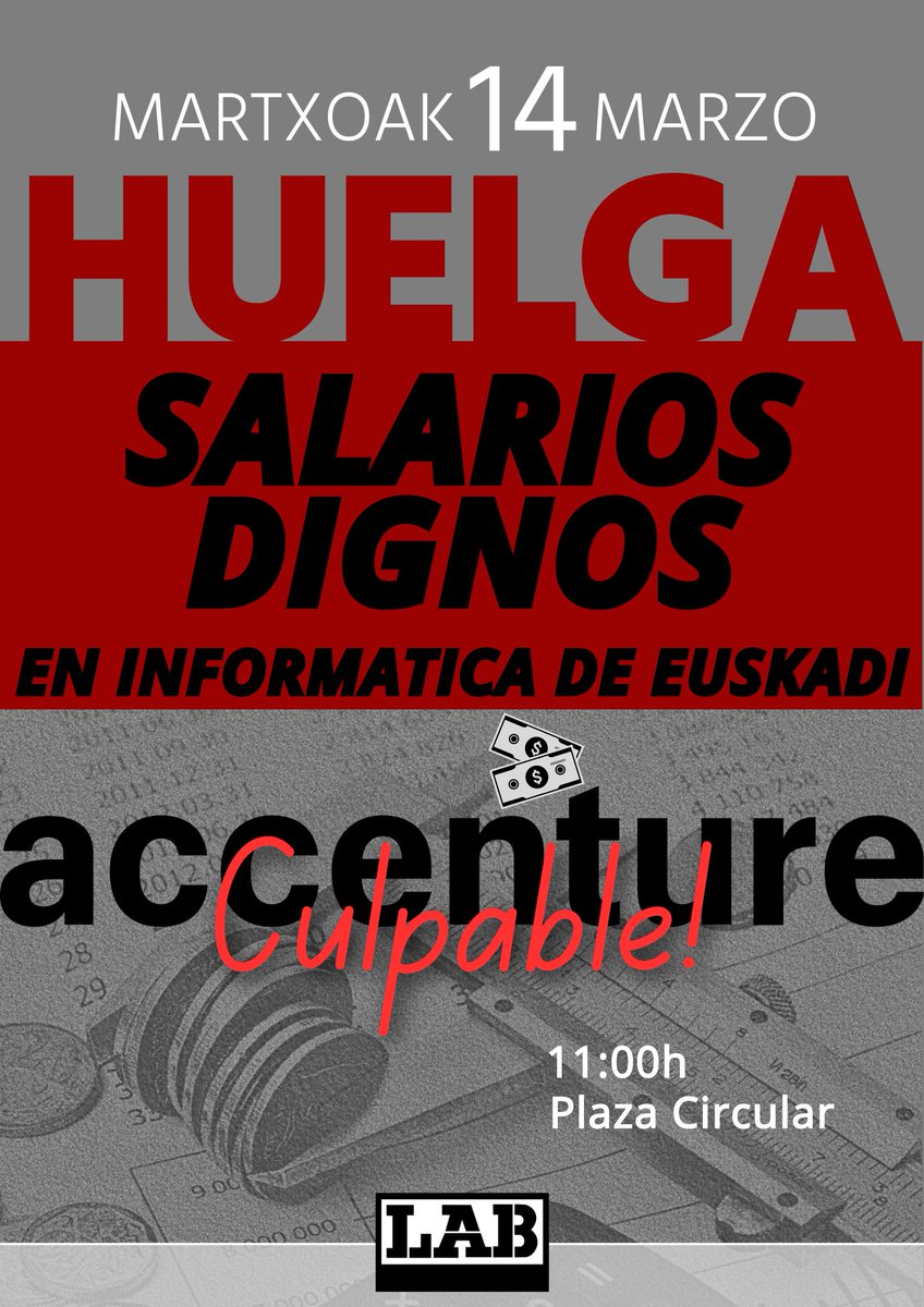 lab_ide's tweet image. Este jueves, 14 de Marzo, la plantilla de IDE está llamada a la huelga. Pediremos a @AccentureSpain subidas salariales que nos permitan recuperar nuestro poder adquisitivo.📢
@LABsindikatua  @LabBulegoak @LAB_eskumaldea 
@Kutxabank