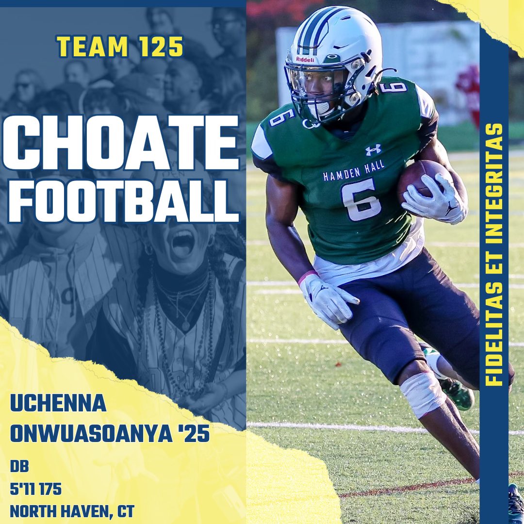 Blessed to have been given this opportunity by @CRHFootball. With that said I’ll be doing a post graduate year at Choate and be part of the Class of 25’. @coach_spinnato #crankit #team125 #AGTG