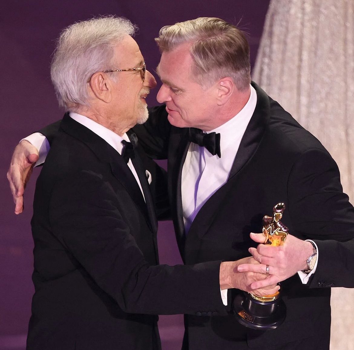 Steven Spielberg Presenting Christopher Nolan With the #Oscar for Best Director Passing the Torch