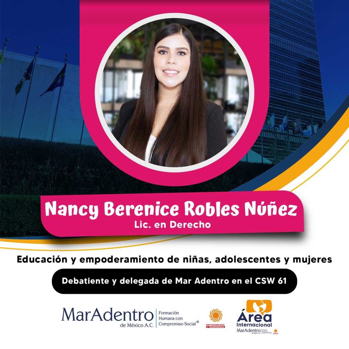 Te presentamos a la Delegación que estará representando a Mar Adentro en el 68o periodo de sesiones de la Comisión de la Condición Jurídica y Social de la Mujer (CSW68) #cswdelegate #csw68 #Youth4GenderEquality #Youth2030 #MAMUN