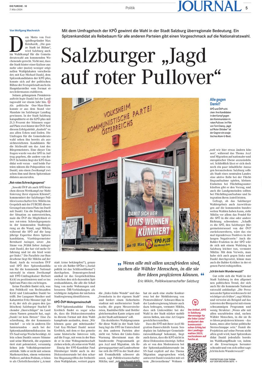 KPÖ plus bei Salzburg-Wahl: Alle gegen Dankl furche.at/politik/kpoe-p… via <a href="/diefurche/">Die Furche</a>