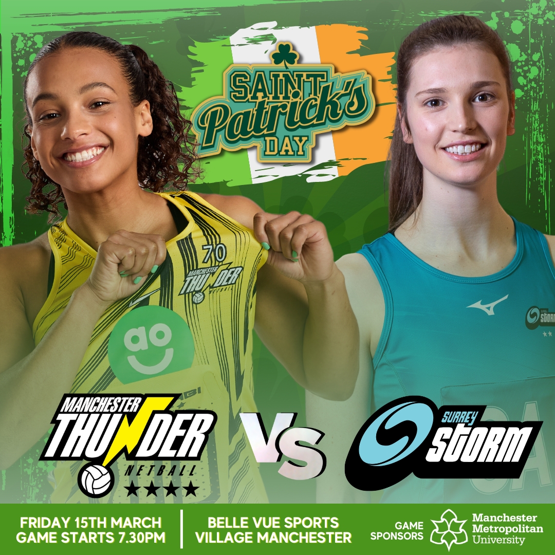 📆THIS FRIDAY: @thundernetball v @SurreyStorm With Thunder fresh from a victory over Strathclyde Sirens and Storm upsetting Saracens Mavericks, this re-match of the 2023 play-offs is set to be a game to remember!⛹️‍♀️ 🎟️Tickets start from just £9 👉manchesterthunder.ticketline.co.uk