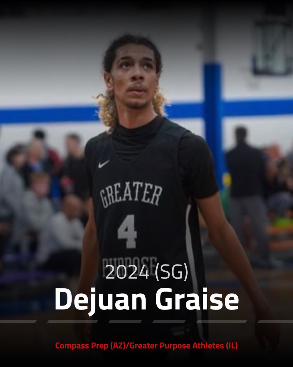 Dejuan Graise (2024) Height: 6’4 POS: SG HS: Compass Prep (AZ) Grassroots: Greater Purpose Athletes (IL) Calling Card: 3 & D Current Offers: Copper Mountain College, Western Iowa Tech CC
