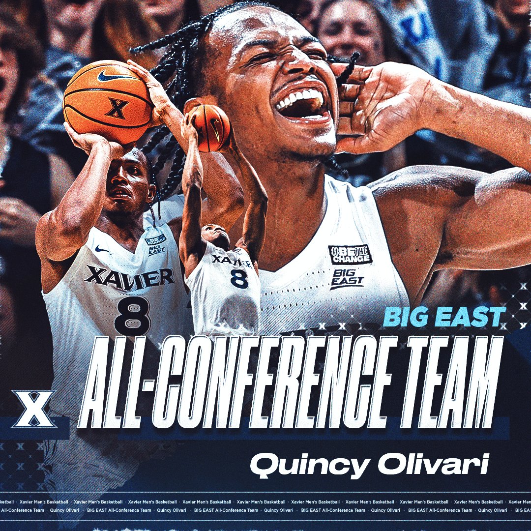 Congratulations to Quincy (@quincyolivari) for being named to the @BIGEASTMBB All-Conference Team. Quincy had an incredible season for our team this year. #LetsGoX⚔️