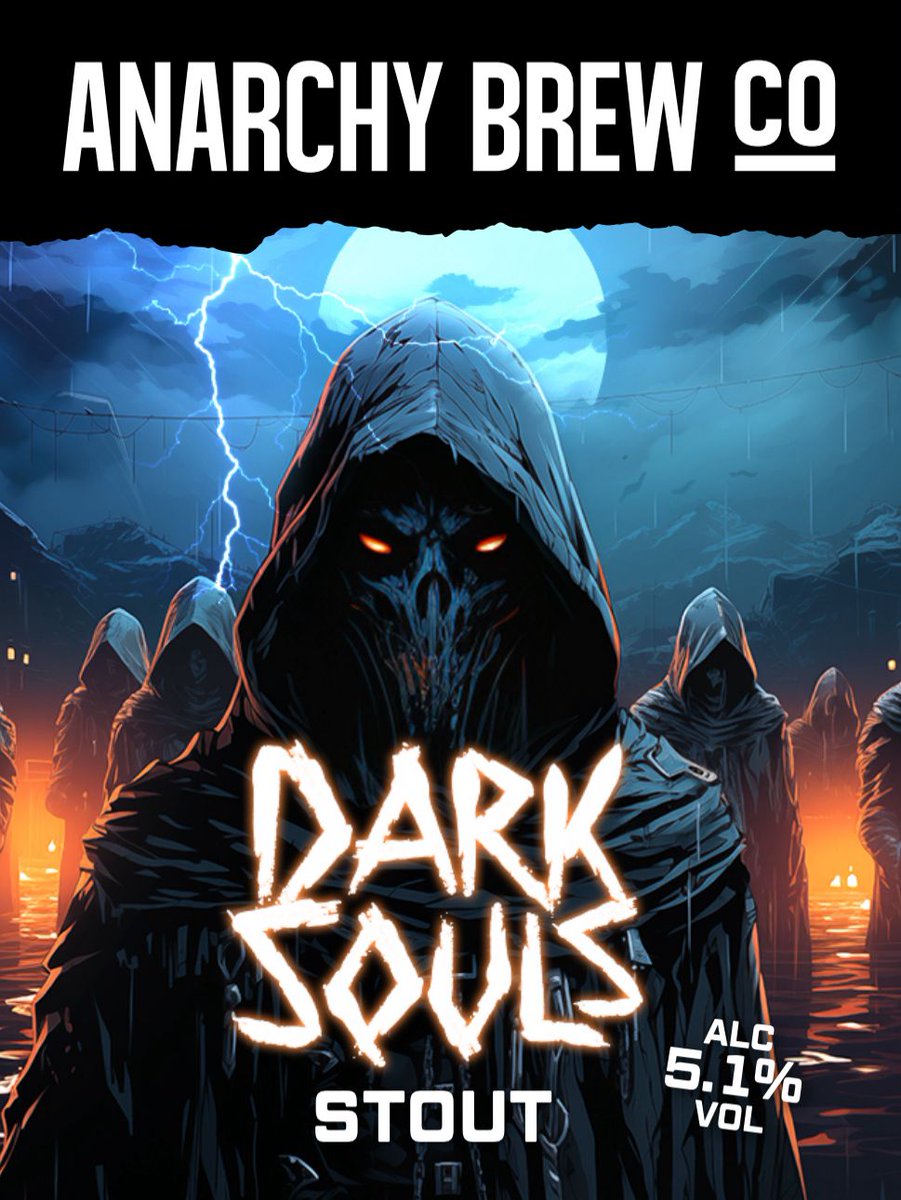 DARK SOULS STOUT - 5.1% Rich roasted malt aroma. Smooth and velvety on the palate, with subtle notes of coffee and chocolate.