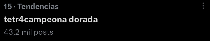 YalvanyRodv's tweet photo. La campeona sigue en tendencia 🙌🏼
TETR4CAMPEONA DORADA
#TerminatorGOAT https://t.co/FXl6hg8chs