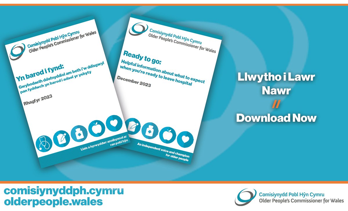 The Commissioner’s guide to hospital discharge provides useful information about older people’s rights when they’re ready to leave hospital, as well as details of organisations that can help. Download below, or contact us for a paper copy: olderpeople.wales/resource/a-gui…