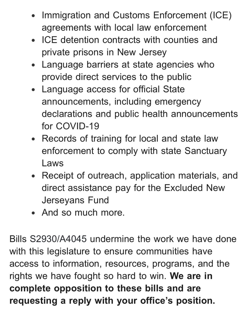❌We just contacted every member of the legislature to oppose S2930/A4045❌ NJAIJ and our members have used OPRA to: 👁️monitor ICE activity in NJ 💪🏿fight language barriers ⚖️stand up for our rights Your rep needs to hear from you! #SaveOPRA action.aclu.org/send-message/n…