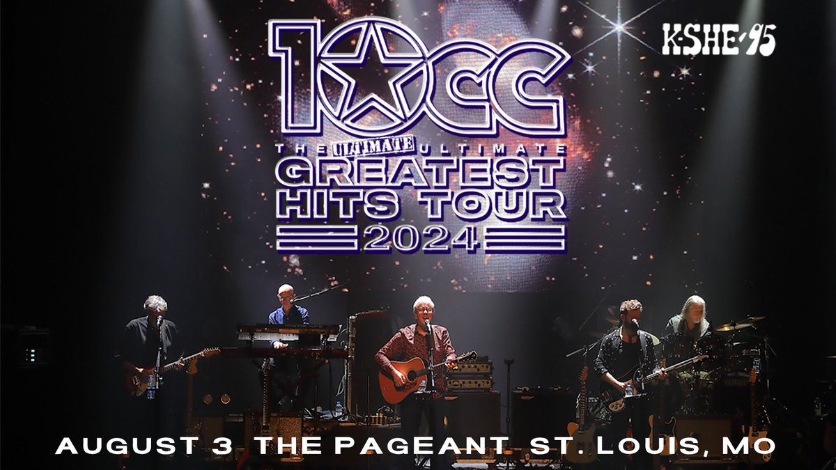 JUST ANNOUNCED : KSHE 95 presents @10ccWorld – The Ultimate Greatest Hits Tour 2024 at @ThePageantSTL on Saturday, August 3rd! Tickets on sale Tuesday at 10am --> bit.ly/3Pd0Hpd