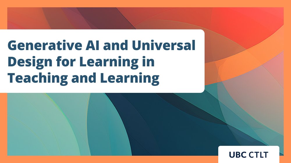 Learn to identify UDL principles and explore the benefits of integrating AI to enhance inclusion and accessibility. Walk away with the skills to incorporate AI-based tools into your lesson plans. March 21 | 10–11:30 am | Online Register bit.ly/47I3Tzm