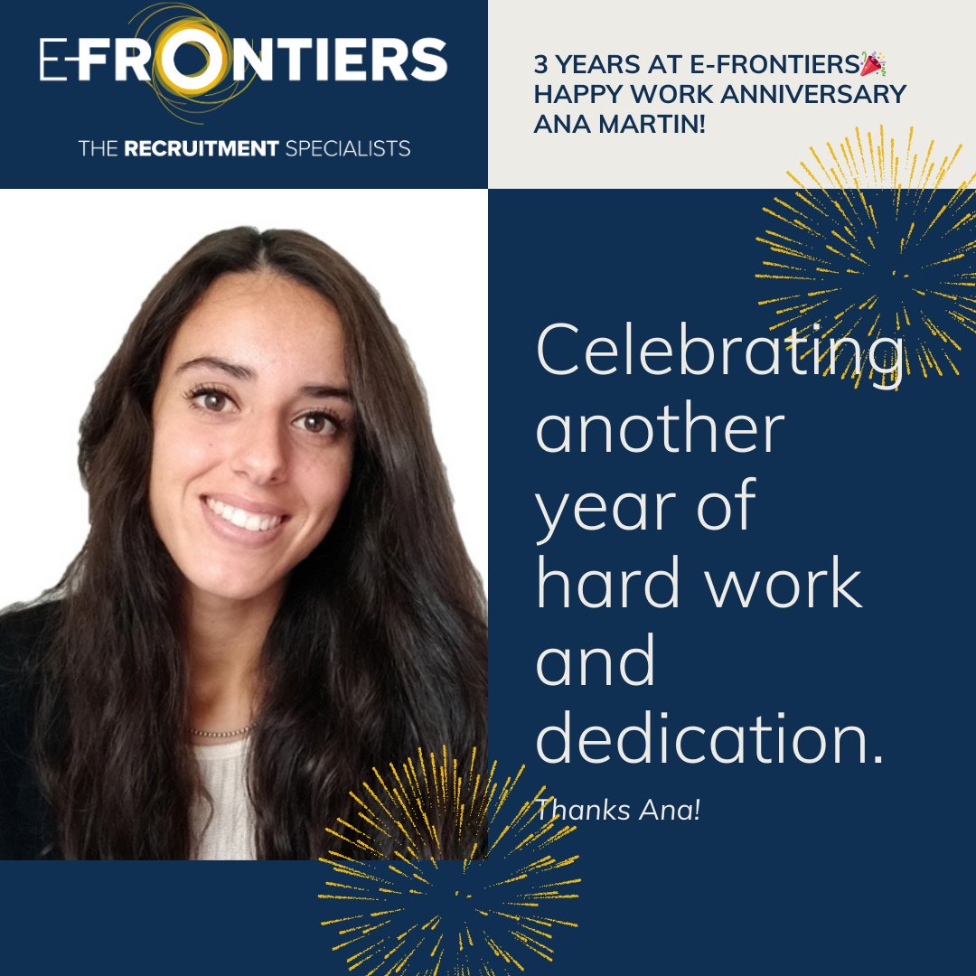 e_frontiers's tweet image. Happy 3rd Work Anniversary, Ana Martín Romero! 🎉
Thank you for your contributions to the team! 🥳👏 
Contact Ana- ana.martin.romero@e-frontiers.ie if you would like help and advice on #javadeveloperjobs  and IT #businessanalystjobs  
#WorkAnniversary #TeamPlayer