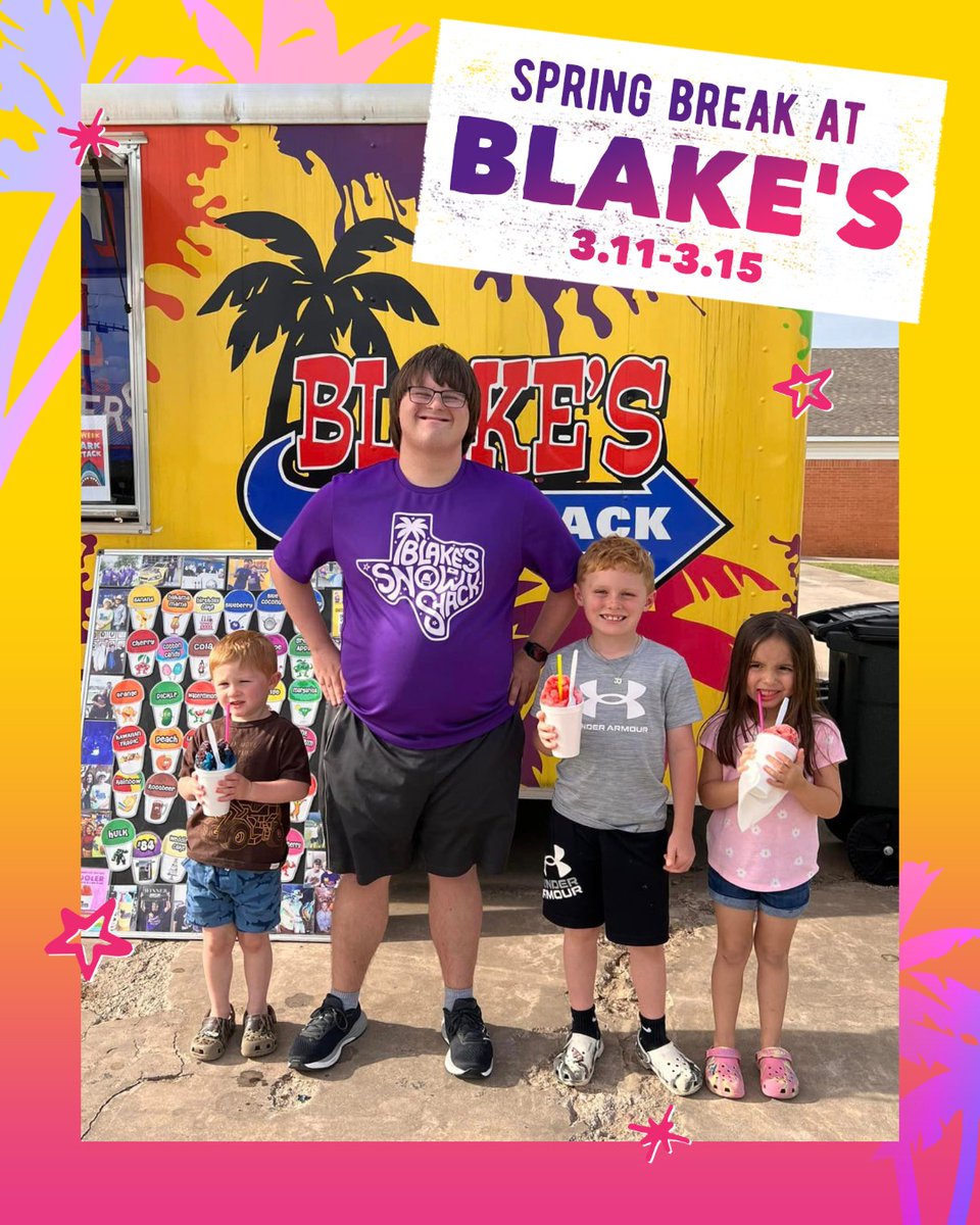 While you’re busy taking it easy, don’t forget to chill with a few snow cones! Blake and the team are here to hang out and serve up all your favorite snow cones all week long