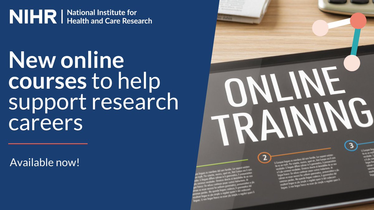 New online courses to support people into research careers have launched today. The resources, designed by the NIHR Nursing and Midwifery Incubator, are open to all health and social care professionals. Read more on our website: nihr.ac.uk/news/new-onlin…