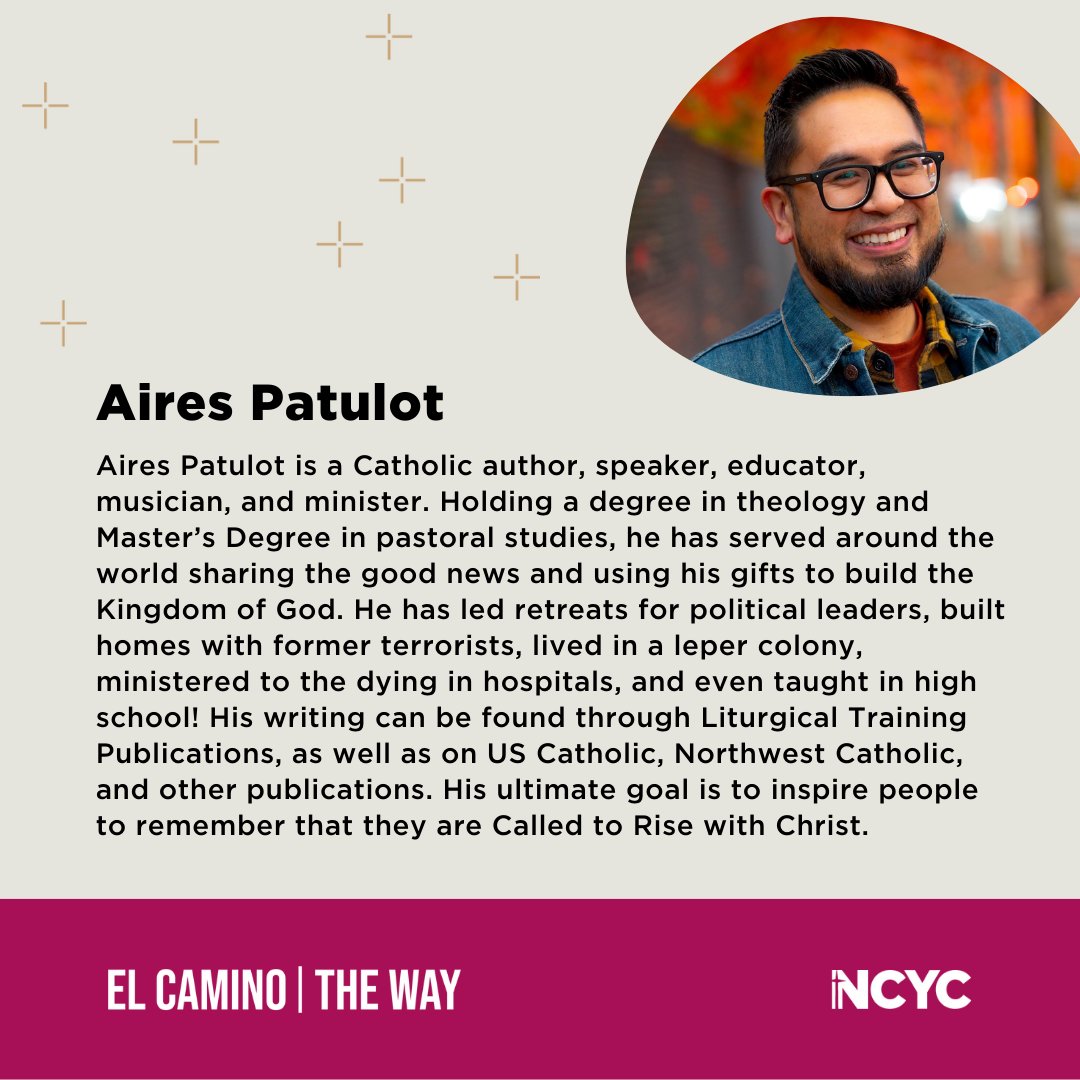 We are thrilled to announce Aires Patulot as the final general session speaker for 2024 NCYC in Long Beach. Tap the link below to secure your spot now for NCYC El Camino | The Way. ncyc.us/buy-passes #ncyc #elcamino #theway #catholic #youth #conference