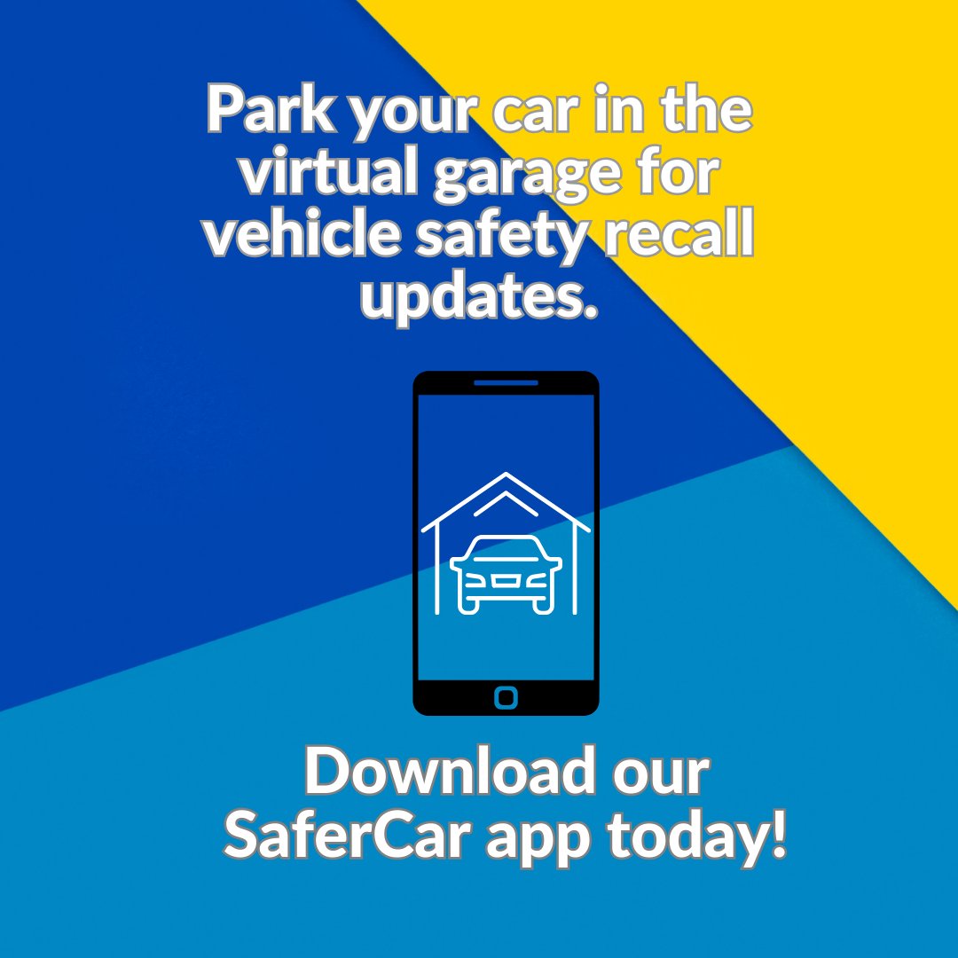 If you didn't check for vehicle safety recalls over the weekend, make sure you do it today! 🚗 Download our SaferCar app at NHTSA.gov/App and park your car in the virtual garage. #CheckForRecalls