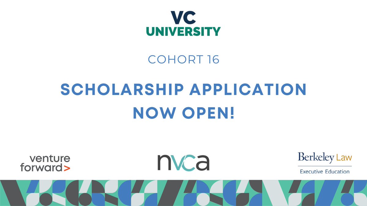 The scholarship application for Cohort 16 of #VCUniversity opens today! 🥳 If you’re an aspiring or early-career VC investor from an underrepresented background, we encourage you to apply by Friday, March 22. Learn more and apply: venturecapitaluniversity.com/scholarship/on…