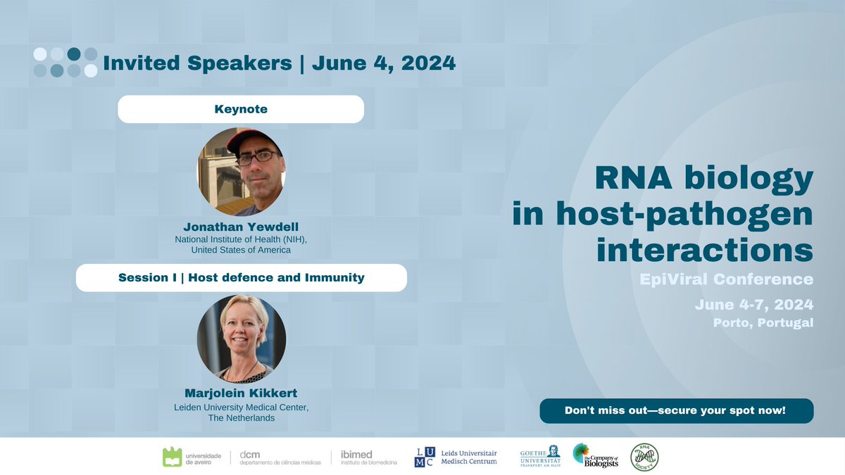 📣Join us on Jun 4 for the kickoff of the #RNAHostPath 

Don't miss the keynote talk by J. Yewdell and the first session "Host defenses and Immunity", featuring M. Kikkert as the invited speaker.

Abstract deadline: April 15
Registration deadline: May 4

🔍bit.ly/RNAHostPath