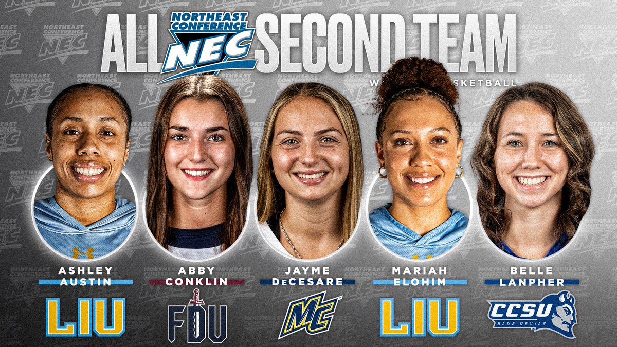 2️⃣0️⃣2️⃣4️⃣ #NECWBB Second Team 🥈⤵️

▪️Ashley Austin, <a href="/LIUAthletics/">LIU Athletics</a>

▪️Abby Conklin, <a href="/FDUKnights/">FDU Knights</a> 

▪️Jayme DeCesare, <a href="/MC_Athletics/">Merrimack Athletics</a> 

▪️Mariah Elohim, <a href="/LIUAthletics/">LIU Athletics</a>

▪️Belle Lanpher, <a href="/CCSUBlueDevils/">CCSU Blue Devils</a> 

#NECelite📜