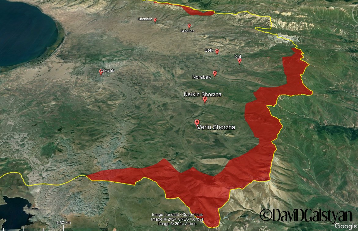 8 Armenian villages in Gegharkunik and their administrative territories (fields, pastures, water sources...) occupied by #Azerbaijan in 2021-2022. 

N.B. The names of villages are official data, occupied areas - my calculations (~ 70 sq km). 

#Armenia