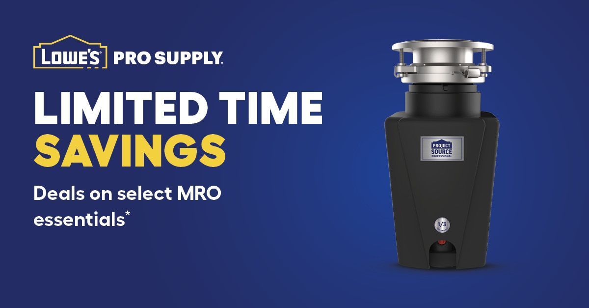 LowesProSupply's tweet photo. From March 2 — April 5, save up to 35% off select MRO products. Shop MRO essential products in plumbing, bath hardware, door hardware and more at https://t.co/2IeERxVJqE

#Plumbing
#DoorHardware
#BathHardware
#KitchenSink
#Disposals
#DoorKnobs
#WeSupplyThePros
#LowesProSupply https://t.co/4mzdkf2eWC