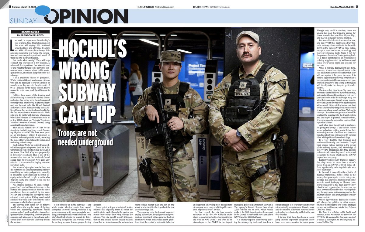 Thanks, @NYDailyNews @NYDNOpinions, for featuring @BrandondelPozo's Vital City piece on Gov. Hochul's deployment of the National Guard to the city's subway system. vitalcitynyc.org/articles/surgi…