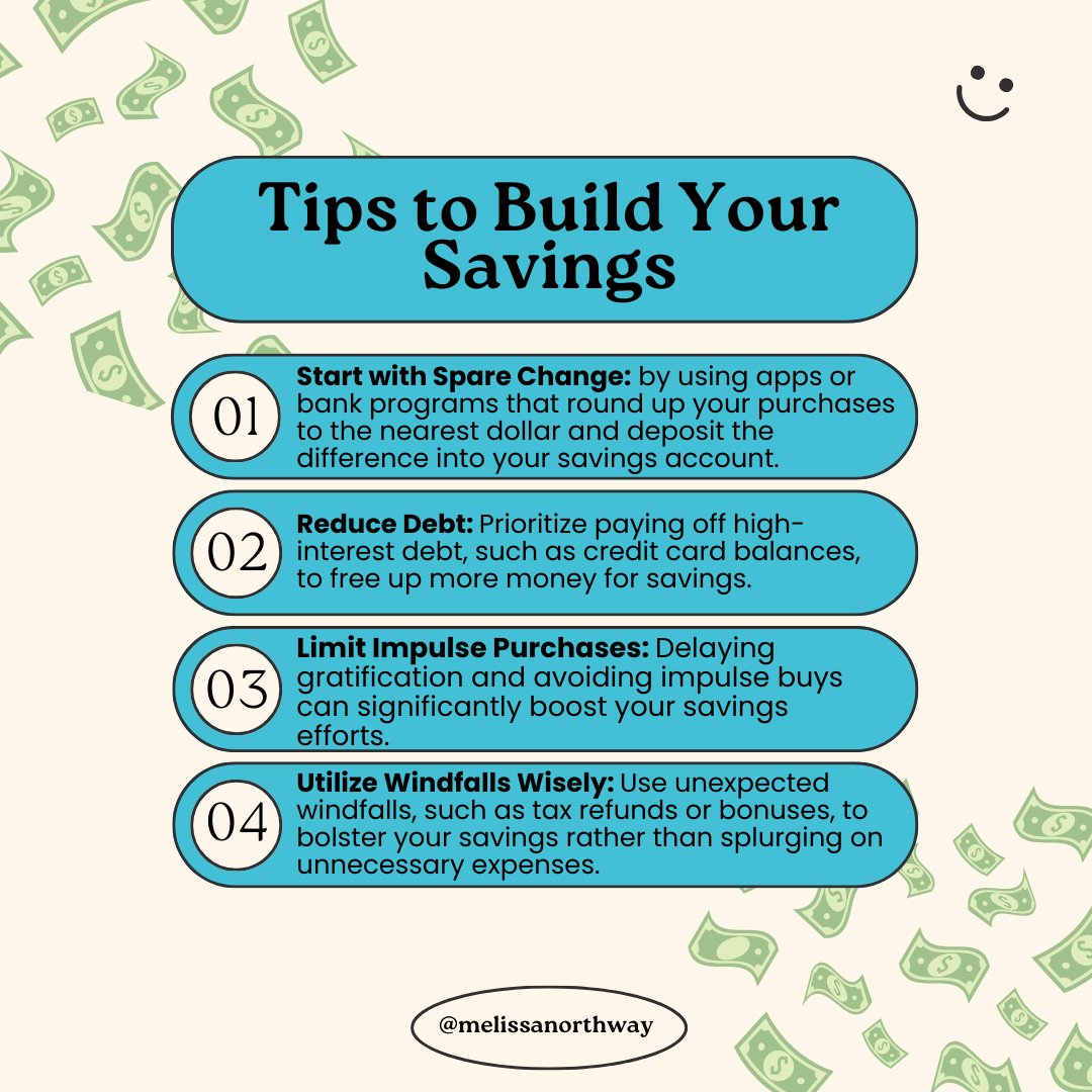 Small steps today pave the way for a brighter financial future tomorrow. Discover simple tips to build your savings effortlessly and achieve your financial goals. 💰✨
#SmartSaving #FinancialWellness #BuildingSavings #MoneyManagement