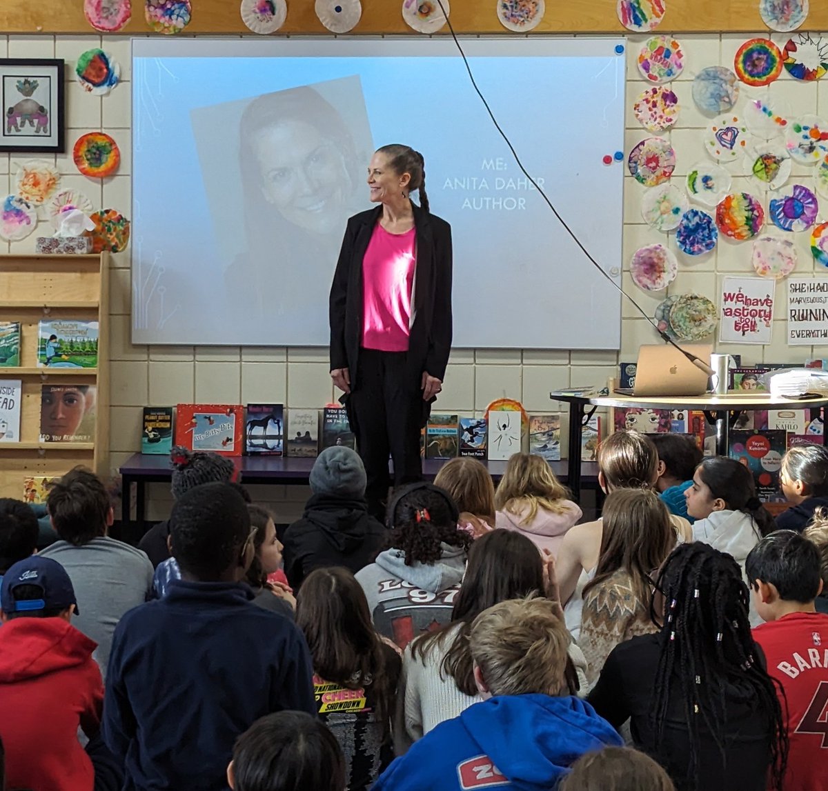 ilcs_library's tweet photo. Anita Daher spent the morning in the ILCS Library. She was so engaging and entertaining. The students were enthralled! Thank you so much Anita for visiting our library and sharing your knowledge and spirit with our students! https://t.co/VNVx1Zt0RD