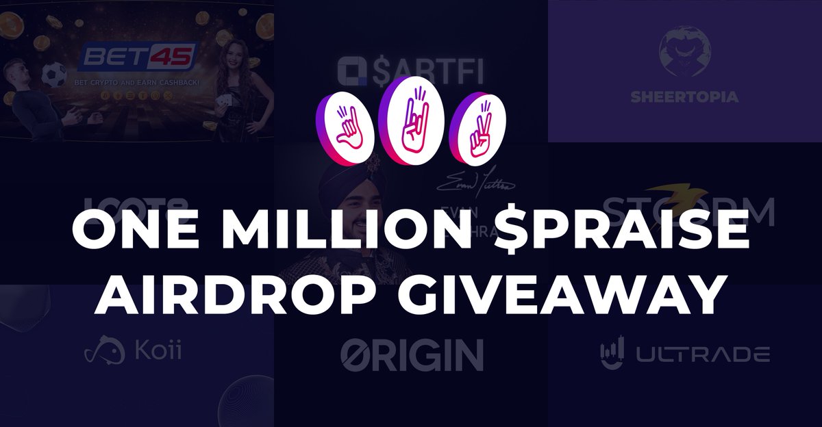 praise_pals's tweet image. Today Only! We are airdropping One Million $PRAISE to our audience as we celebrate 9 Praiseworthy #Web3 brands.
Featuring @artfiglobal @EvanLuthra @OriginProtocol @bet45co @KoiiFoundation @storm_trade_ton @ULTRADE_org @iamscottpage @LOOT8_ @sheertopia
Link in comments/bio 👀