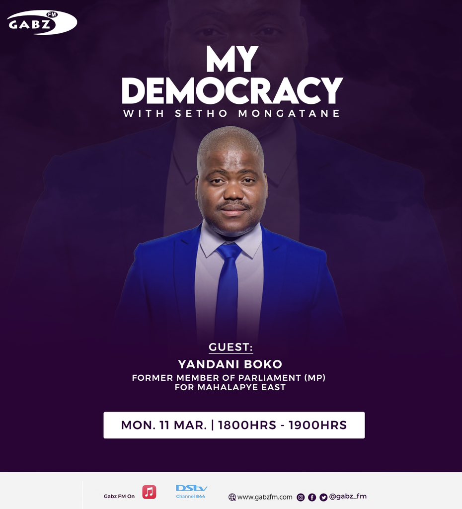 On today's edition of #MyDemocracy, we'll be chatting with Former Member of Parliament Yandani Boko from 6:00 p.m. to 7:00 p.m. This is a conversation you won't want to miss! #PowerToEngageYourWorld