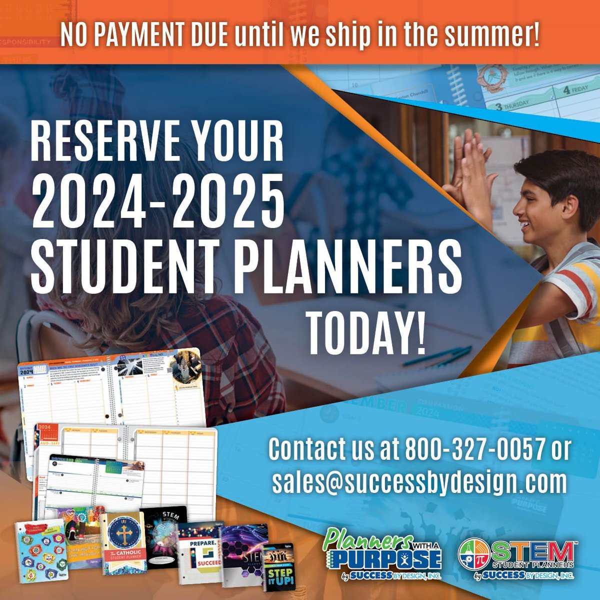 SBDPlanners's tweet image. Reserve your 2024-2025 planners today! 
☎️  800-327-0057
📱 sales@successbydesign.com

#PlanAhead #StudentOrganizer #StudySchedule #AcademicPlanning #StudentLife #PlannerEssentials #TimeManagement #SchoolPlanner #StayOrganized #StudentSuccess
 #GoalSetting #StudyPlanner