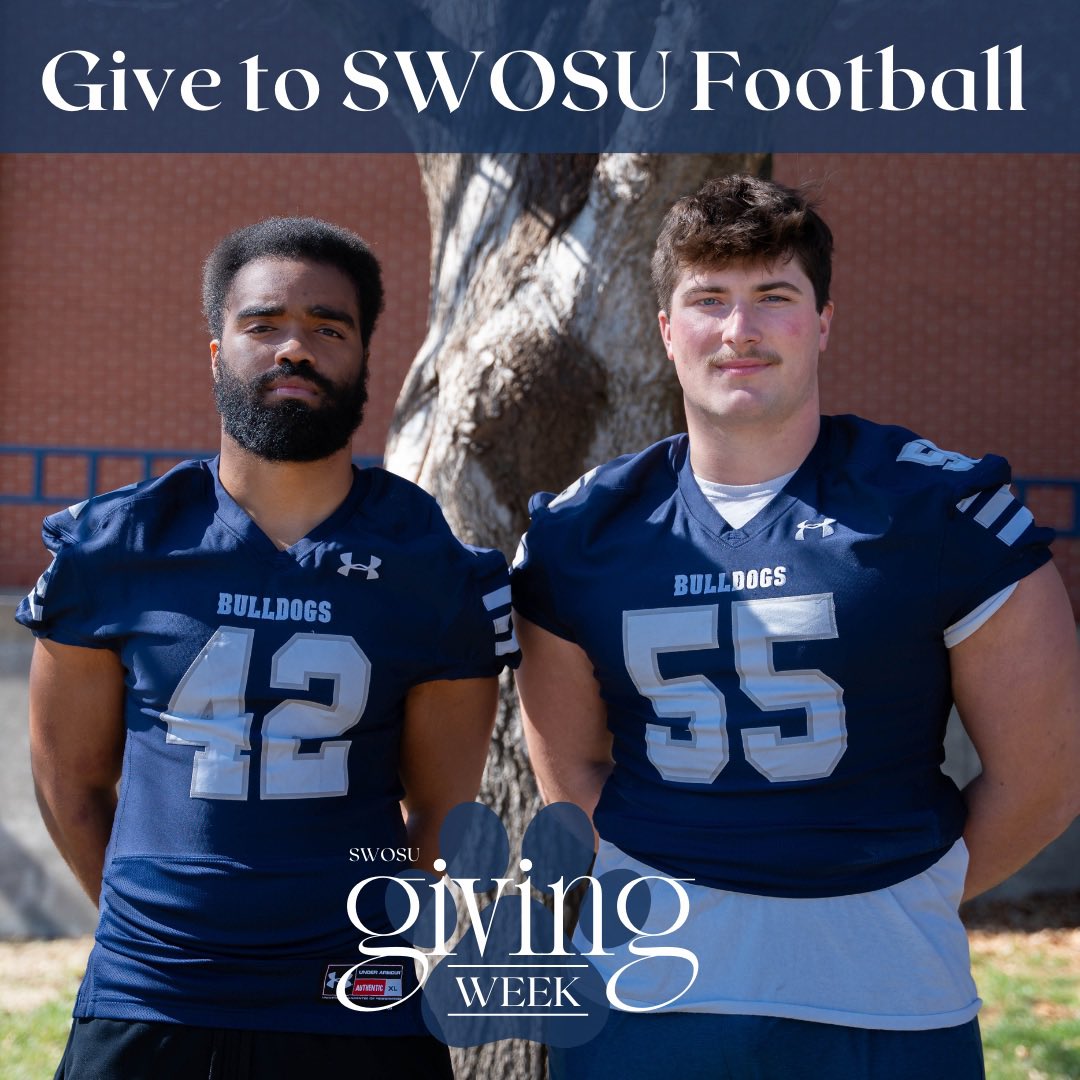 Make your contribution to the Bulldog Football program today! Clink the link below, select “Football” from the dropdown menu, and help us reach our goal for Giving Week 2024! #EAT SWOSUGivingWeek.com