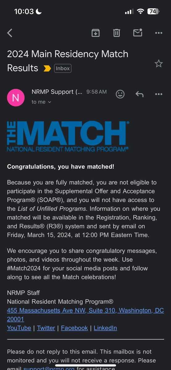 WOOO 🤪🧠 #match2024 #psychiatrymatch #psychiatry @TheNRMP @Inside_TheMatch