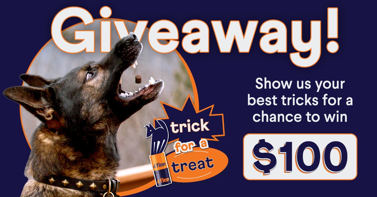 🚨#GIVEAWAY ALERT 🚨 Does your pup have skills? 👀Show them off to win!

1⃣ Quote tweet with a pic or video showcasing your pup’s talents
2⃣Include #FinnTrickForATreat
3⃣Follow @petfinn

1st Place: $100 @chewy Giftcard
2nd Place: 2 Finn tins
3rd Place: 1 Finn tin
#FinnForTheWin