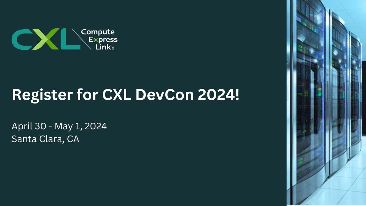 #CXLConsortium members are invited to register for the upcoming #ComputeExpressLink (#CXL) Developers Conference from April 30 – May 1 to view live technology demonstrations and CXL technical training. Learn more: bit.ly/3Pi7JsH