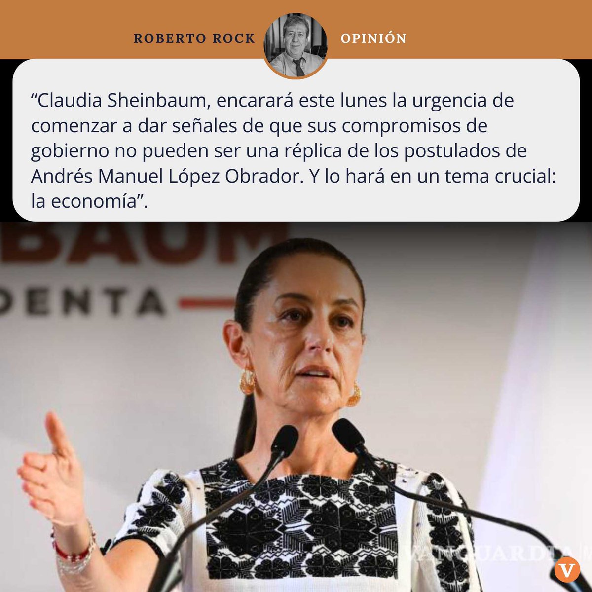 vanguardiamx's tweet photo. #Opinión #Elecciones2024 I #RobertoRock nos habla sobre las tibias señales de Claudia Sheinbaum en materia de economía. 👇

https://t.co/HvZcJDsNn6 https://t.co/vsvJBulNeH