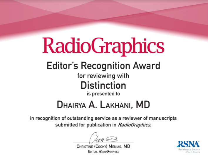 Thank you, @RadG_Editor for the recognition award! Contributing as a reviewer for @RadioGraphics has consistently been an enjoyable experience, and I have learned something new with every review! Link to the complete list of awardees: doi.org/10.1148/rg.249…