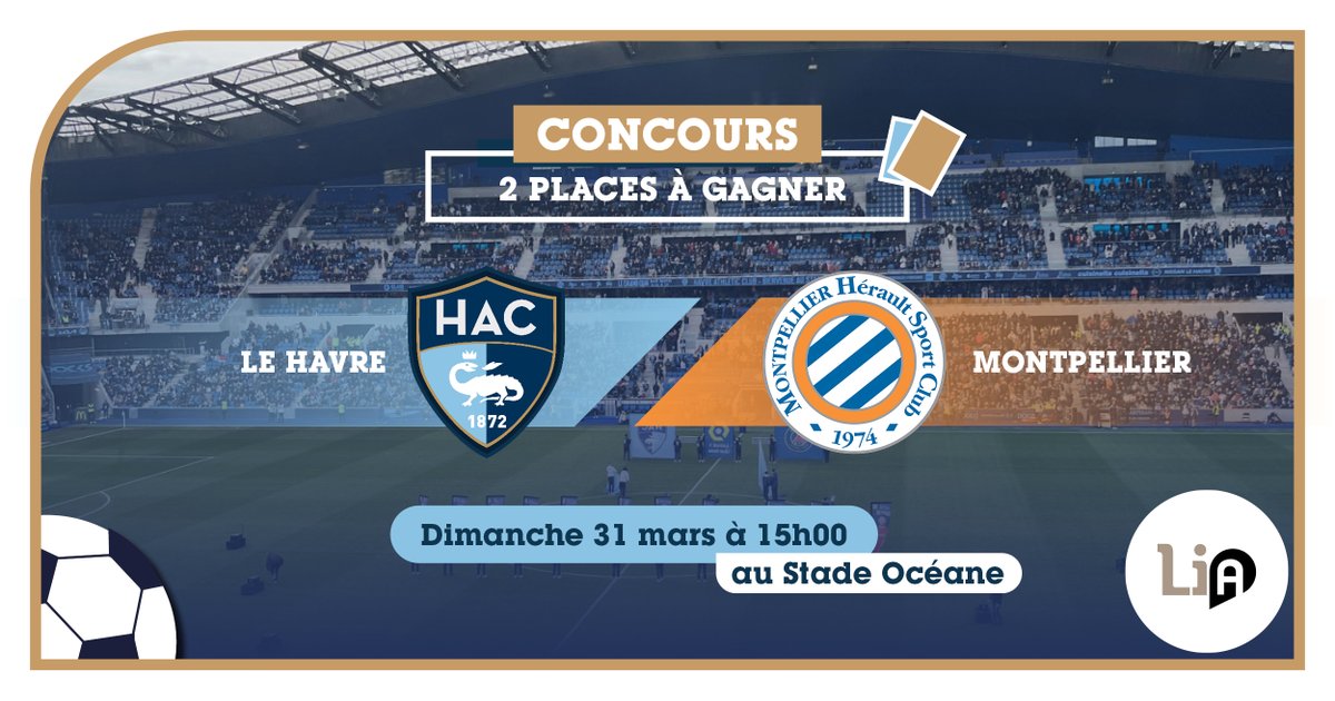 ⚽ Tentez de remporter 2 places pour le match @HAC_foot - @MontpellierHSC 🔥 Pour participer : - Liker le post et @LIA_LeHavre ❤️ - RT 🔃 - Répondez à la question : les navettes pour se rendre au Stade Océane sont-elles gratuites ou payantes ? TAS le 13 mars ! Allez le HAC 💪