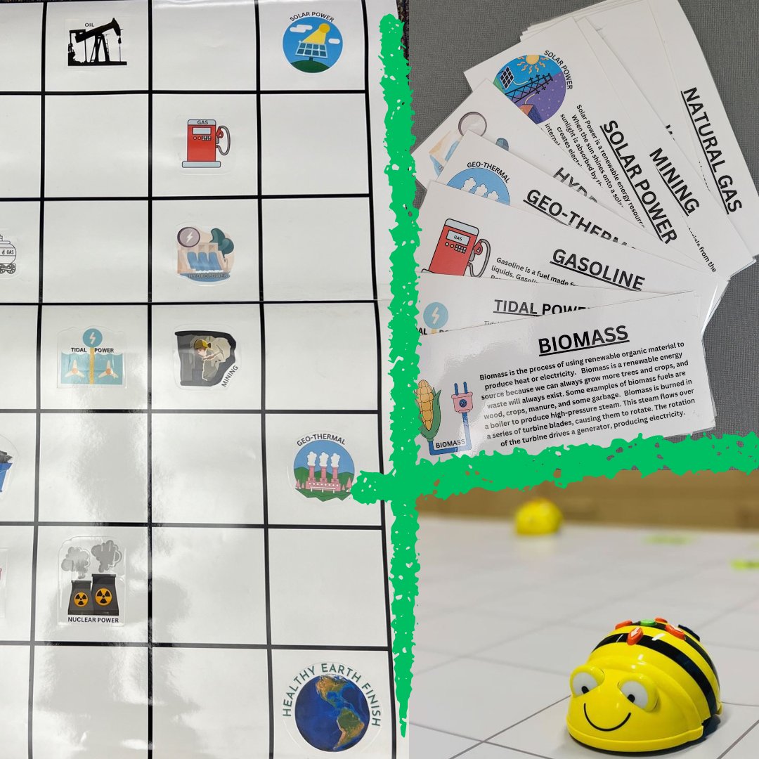 Your students can program their Bee-Bot to explore the renewable vs. non-renewable energy grid!  This @SustainDCSD kit includes information cards, two grids, and an instruction sheet.  @dcsdk12 teachers can reserve at dcsdk12.follettdestiny.com