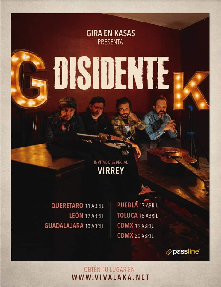 #Conciertos 
Hola #GiraEnKAsas te extrañamos.... Y cómo no? Cuando vivimos tan buenos momentos en 2023
Este año inician de la mejor manera con <a href="/Disidenterock/">DISIDENTE</a> y <a href="/MusicVirrey/">virrey.music</a> juntos

🎟️🎟️ y + info en vivalaka.net